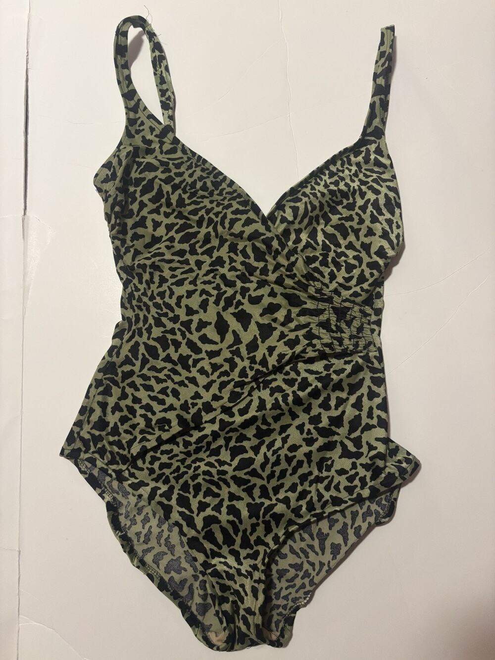 Sirena Y2K cheetah print green one piece swimsuit size 14